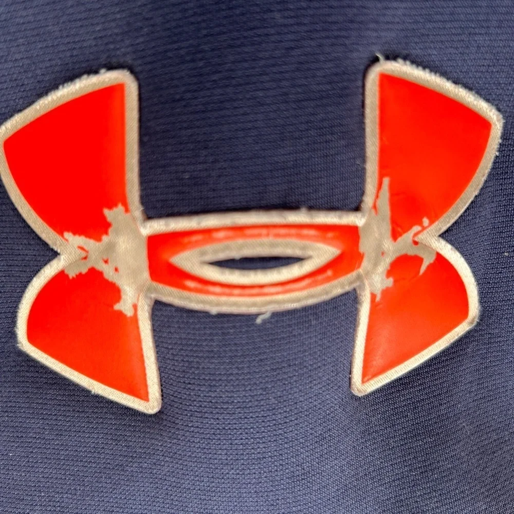 Under Armour Waterproof Blue & Orange Pullover Jacket Pockets Hood  Size M Youth